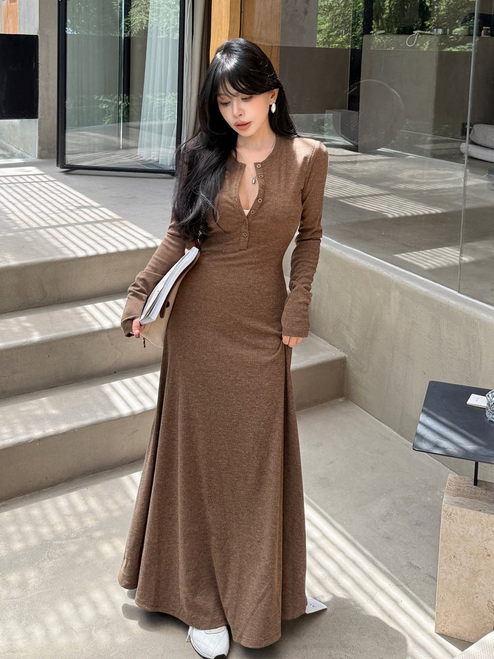 【dress】ロングニットワンピース Q9221