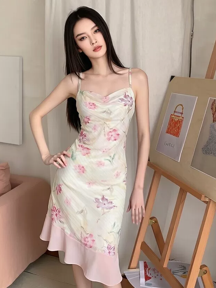 【dress】フラワー柄キャミワンピース Q8544