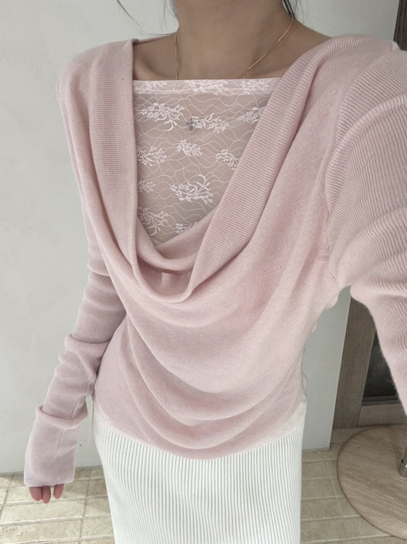 【tops】レースドッキングニットトップス Q9131