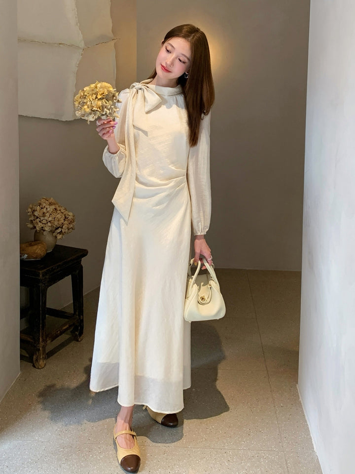 【dress】リボン付きロングワンピース Q8961