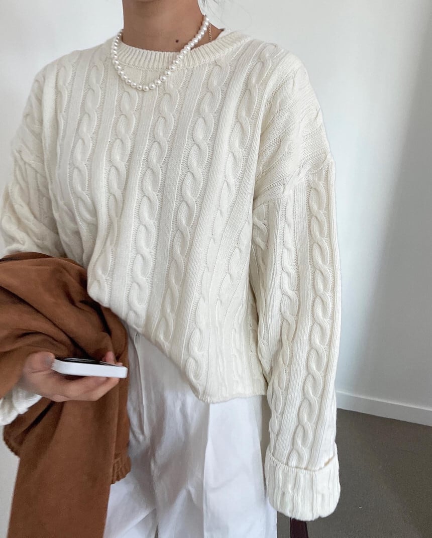 【tops】スリットニットセーター　M26841