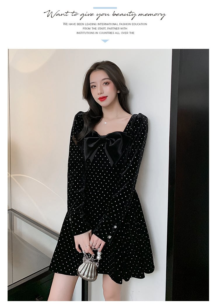 【dress】人気上昇中 chicリボン付きデートワンピース　M17314