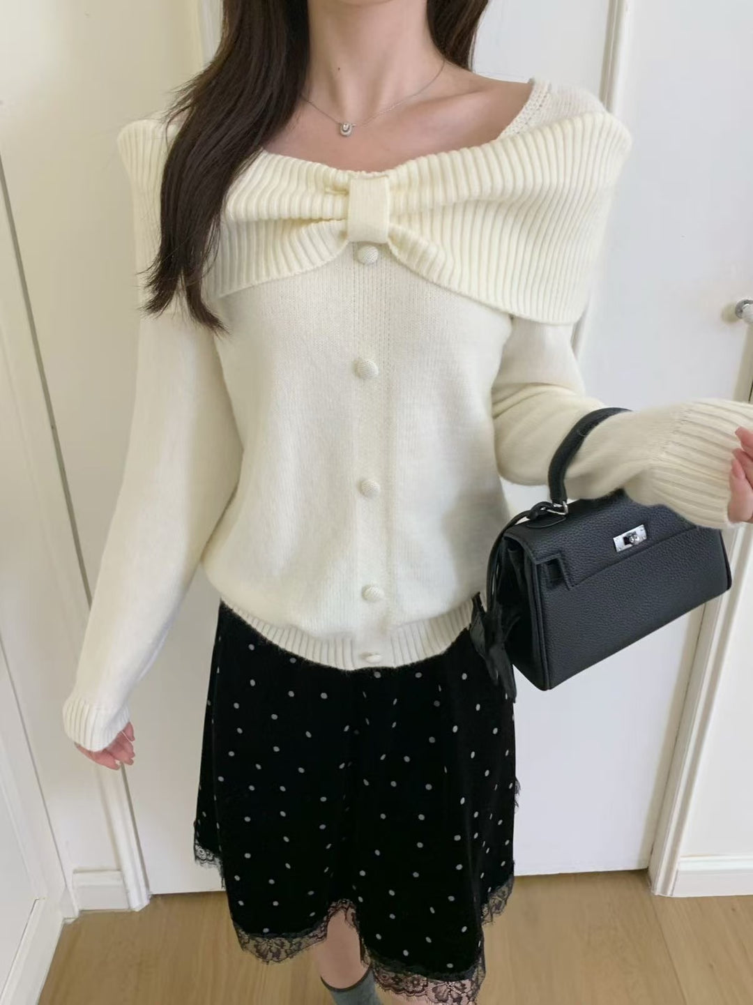 【tops】リボンニットトップス　K0667