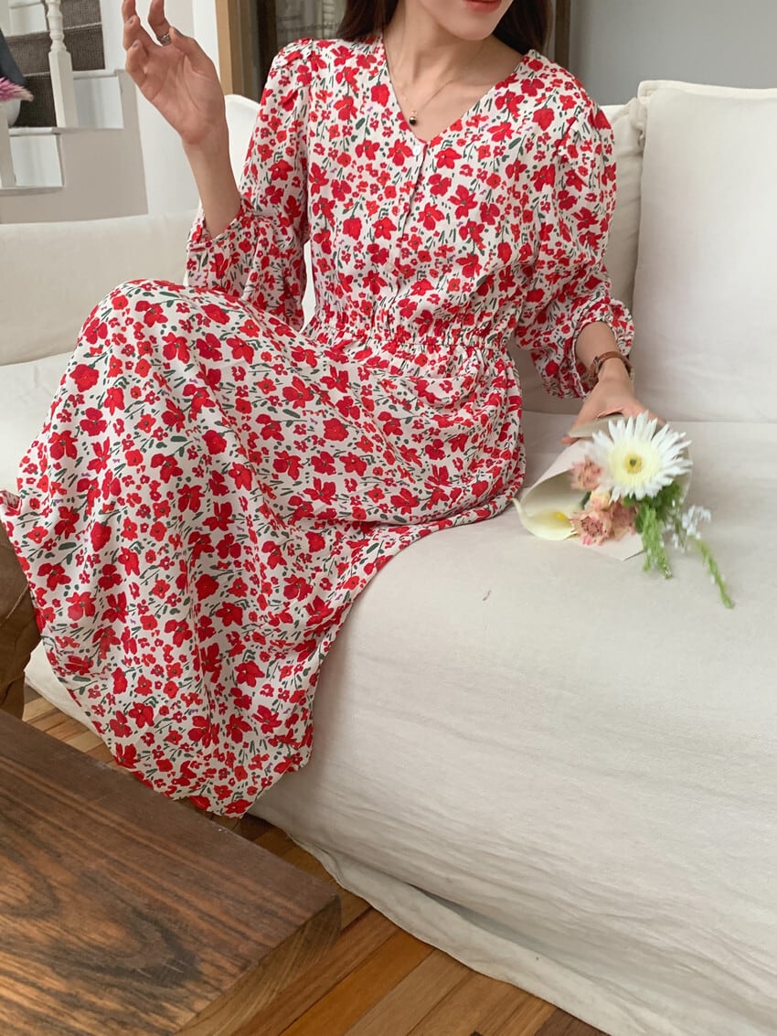 【dress】花柄ワンピース　M25685
