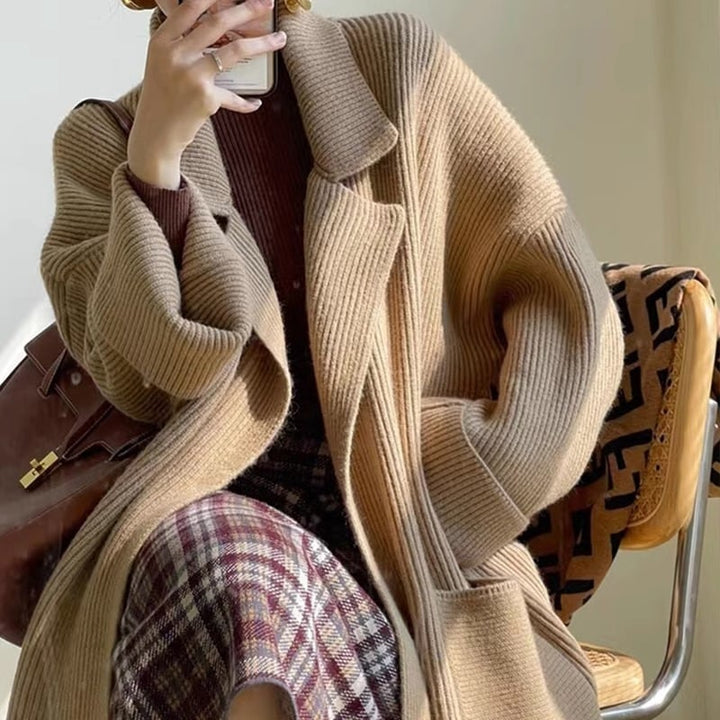 【outer】ロング丈Vネックニットカーディガン　M17893