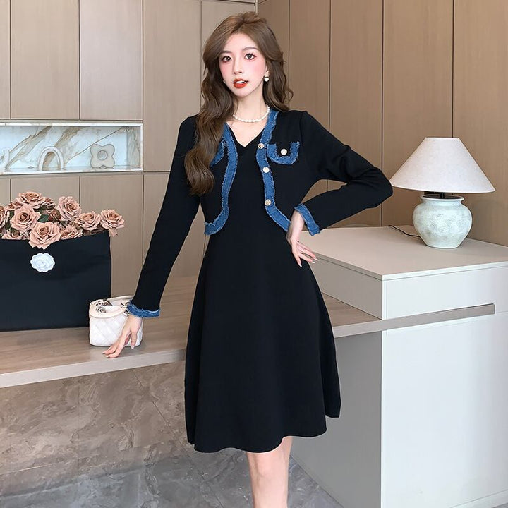 【dress】ドッキングニットワンピース　M18359