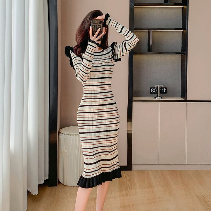 【dress】マーメイドボーダー柄ワンピース　M18322