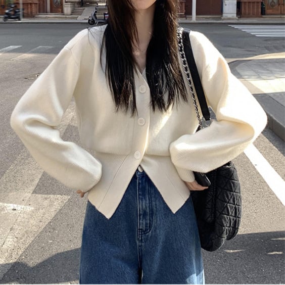 【outer】Vネックニットカーデ　M26695