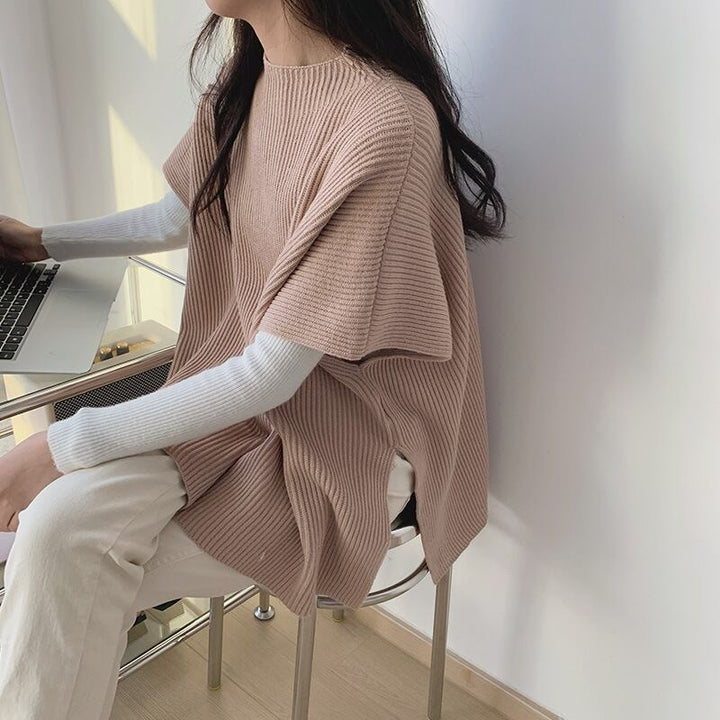 【tops】スリットケープニットジレ　M18411