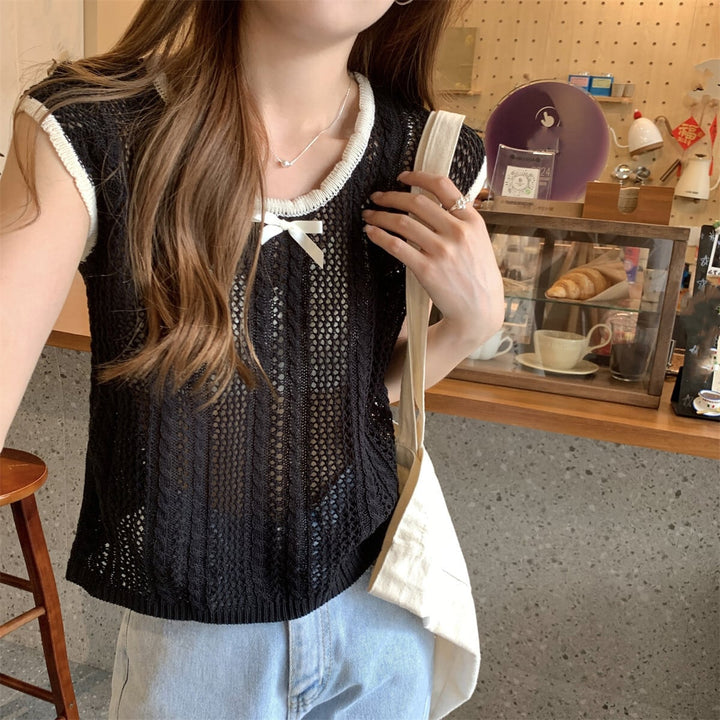 【tops】カットワークニットTシャツ　M24902