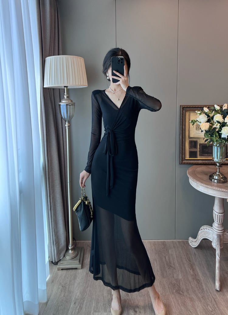 【dress】Vネックマーメイドデートワンピース　M17716