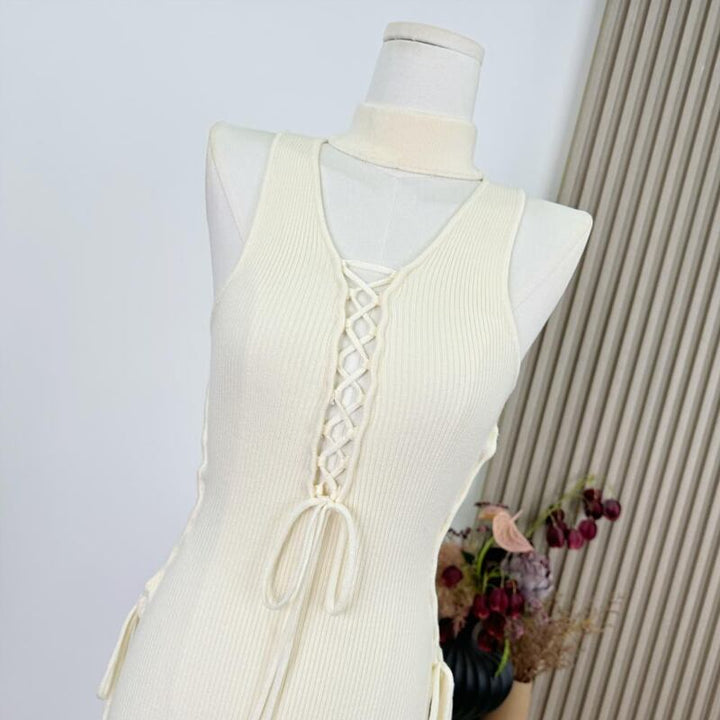 【dress】ノースリーブニットワンピース Q7633