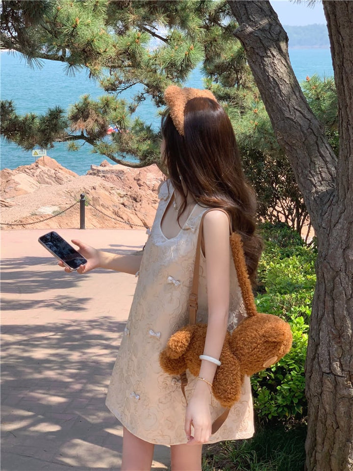 【dress】リボン付きノースリーブワンピース　M24007