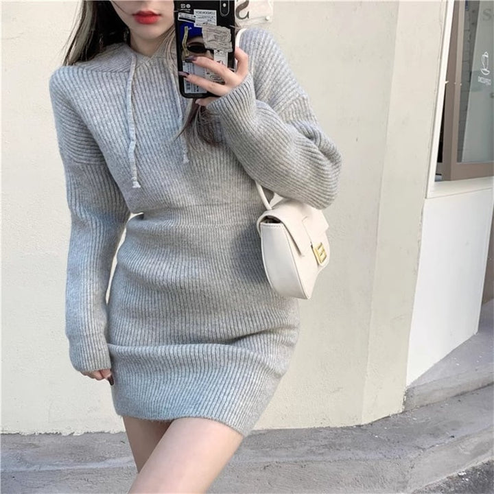 【dress】フード付きニットワンピース　M18367