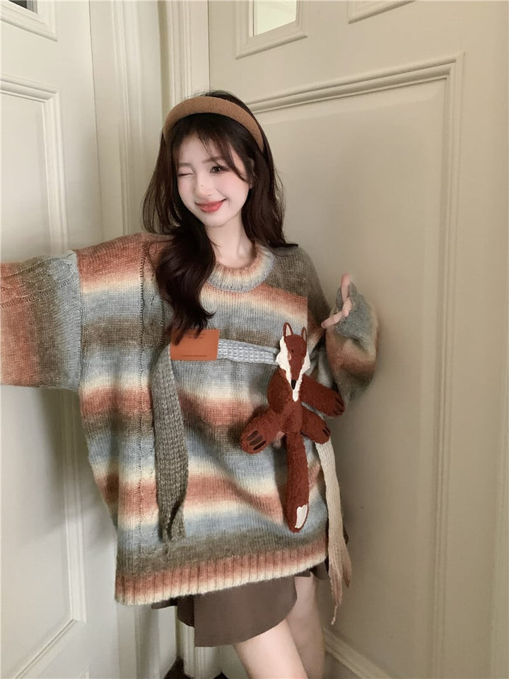 【tops】ボーダー柄ニットセーター　M18455
