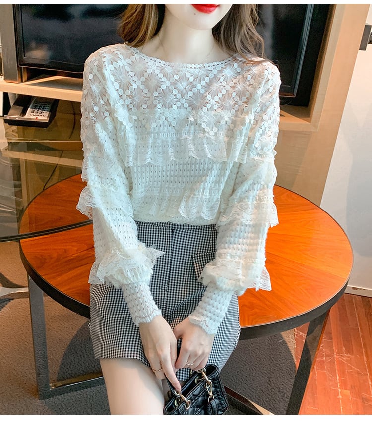 【tops】レースドッキングフリルトップス　M18402