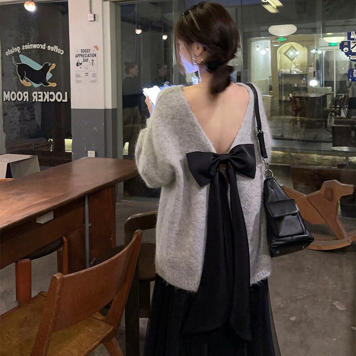 【tops】バックリボンニットトップス　N2775