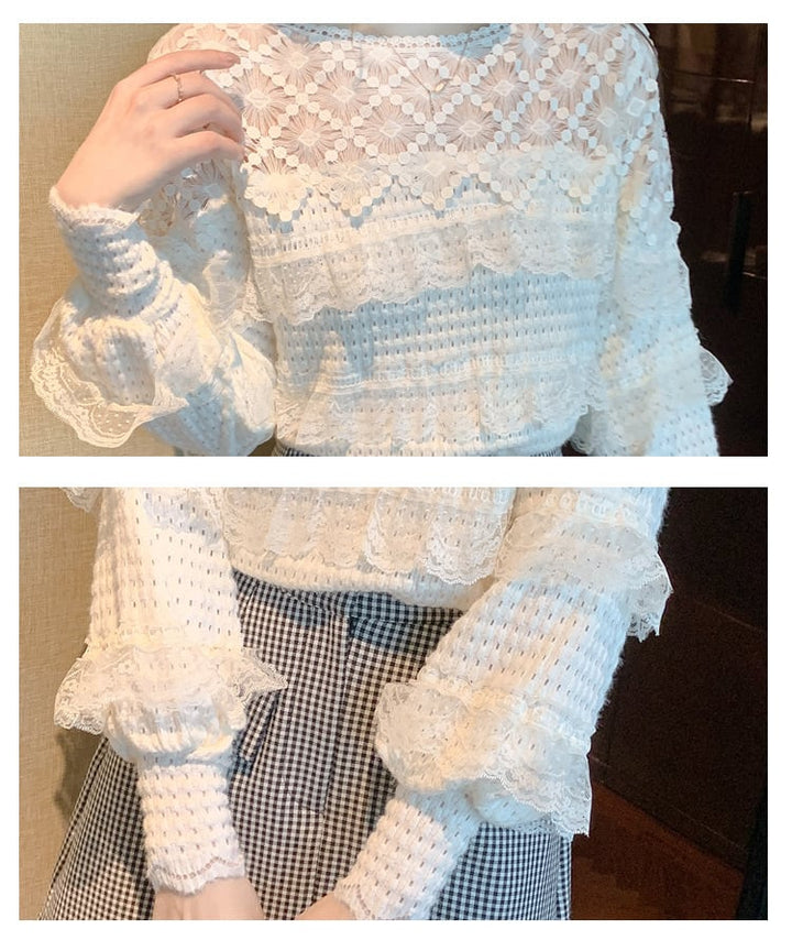 【tops】レースドッキングフリルトップス　M18402