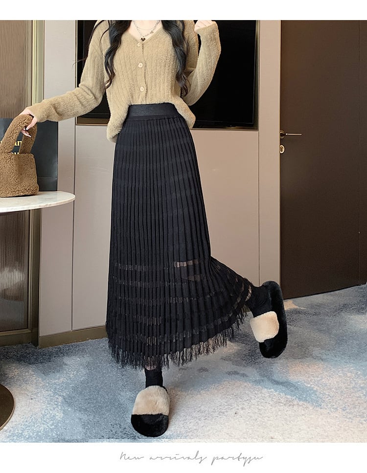 【bottoms】人気アイテム ! カットワークニットスカート　M17463