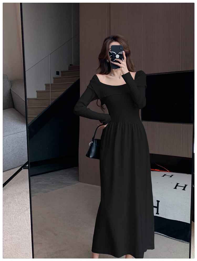 【dress】無地ニットワンピース　M17975