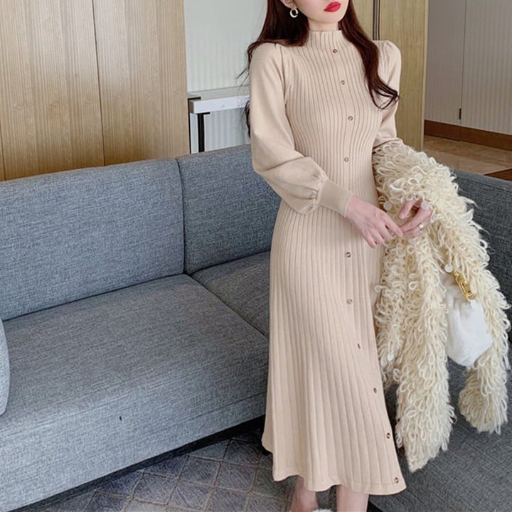 【dress】ボタンデザインニットワンピース　M26867