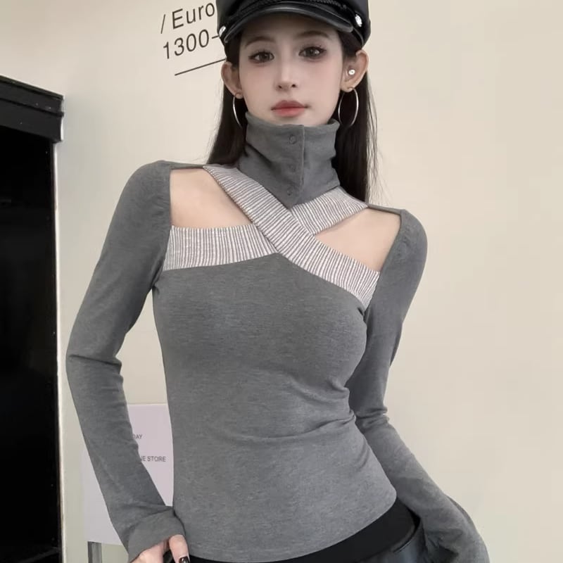 【tops】フロントカットトップス Q8076