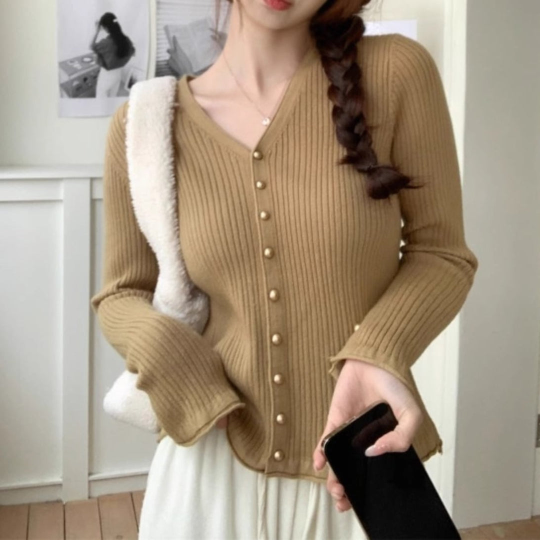 【outer】ボタンデザインニットカーデ　M26696
