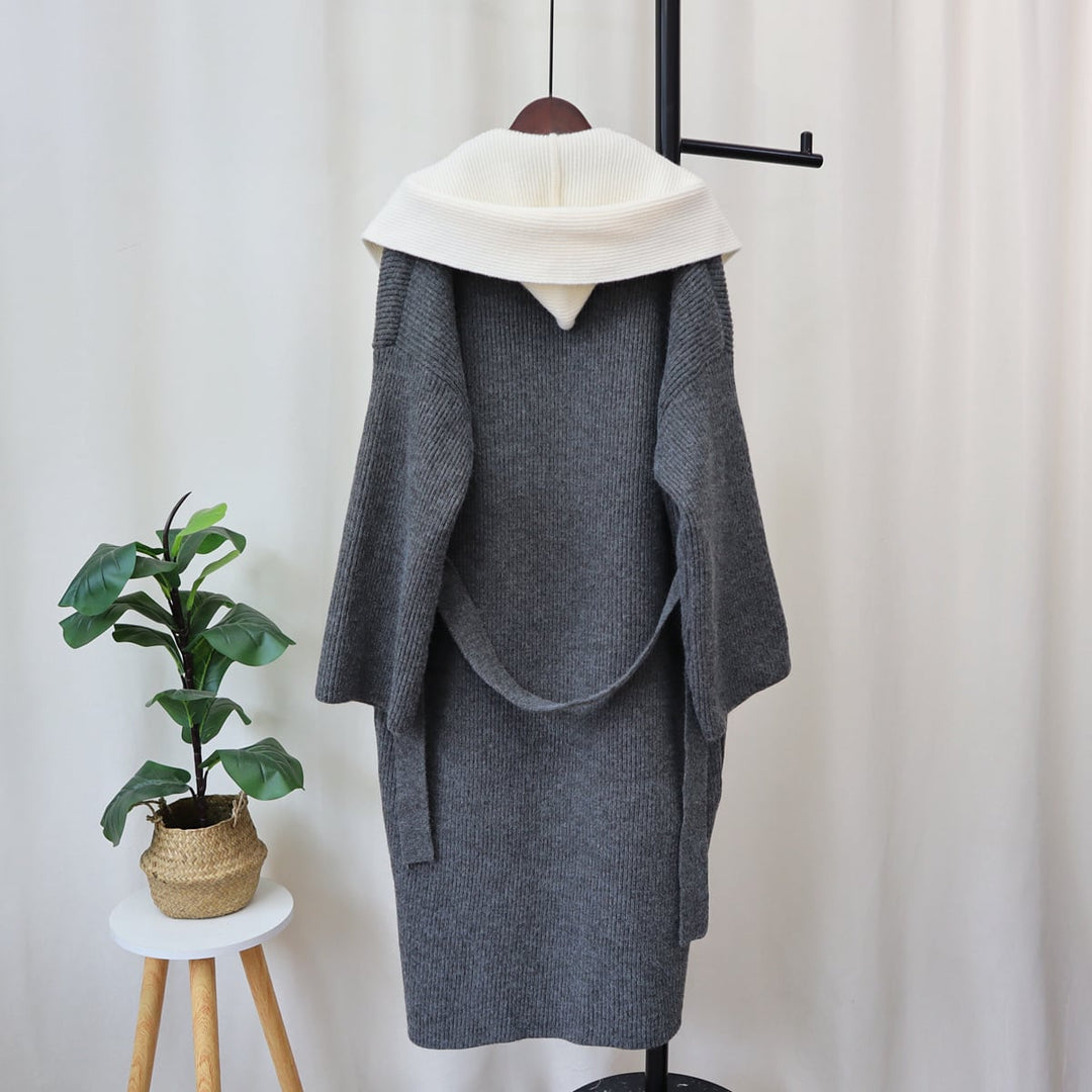 【outer】ドッキングロング丈ニットカーデ　M18270