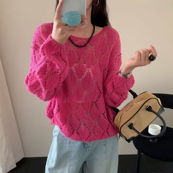 【tops】菱形ニットトップス Q8156