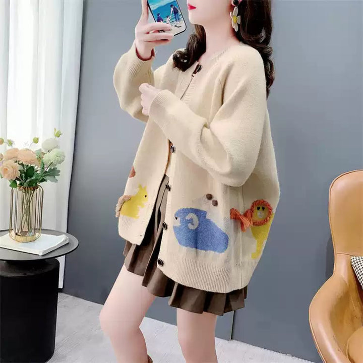 【outer】ジャカードニットカーデ　M27045