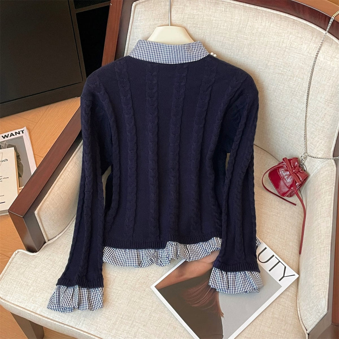 【outer】パールドッキングニットカーデ　M29223