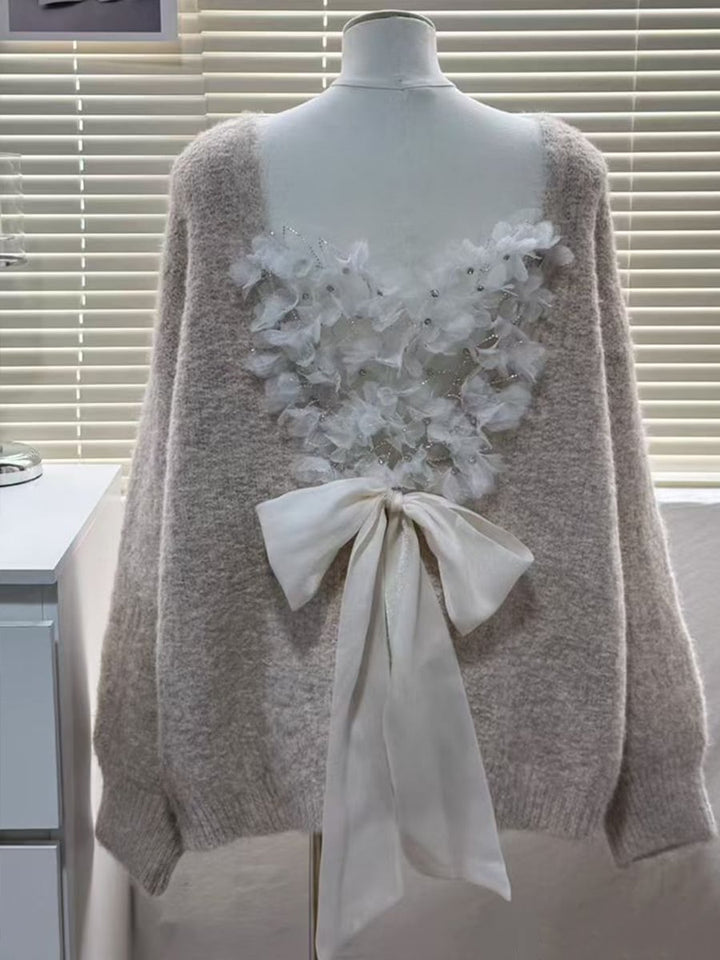 【tops】バックリボンニットトップス　N3505