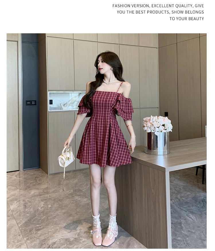 【dress】チェック柄ワンピース　M22606