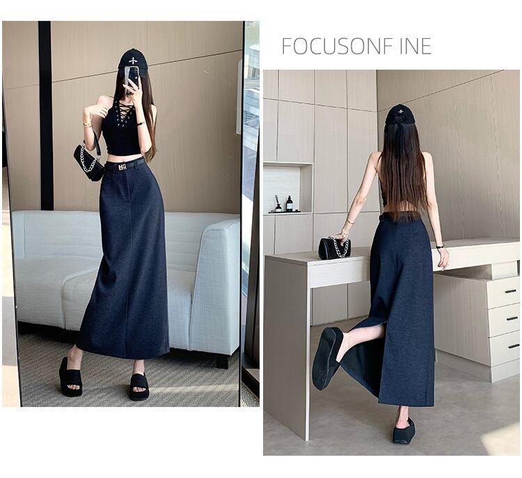 【bottoms】ハイウエストロング丈スカート　M29563