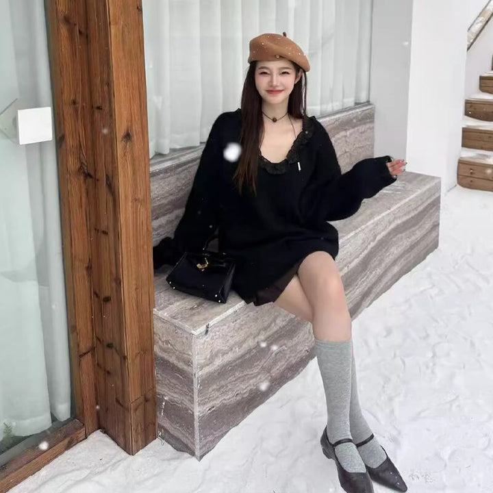 【tops】バックリボンニットトップス Q7372