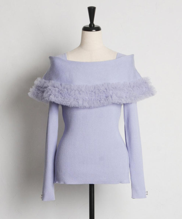 【tops】ギャザーフリルニットトップス　M28150