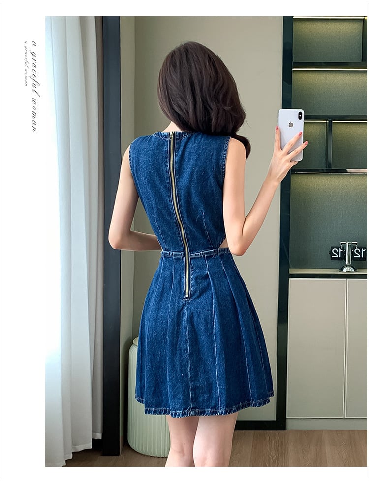 【dress】ノースリーブデニムワンピース　M24567