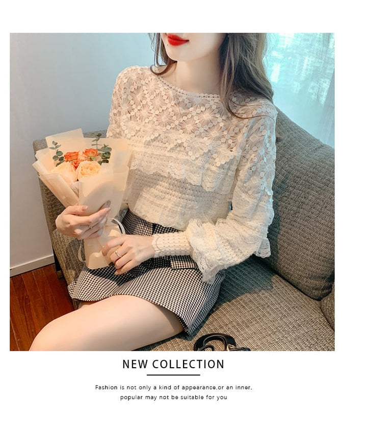 【tops】レースドッキングフリルトップス　M18402