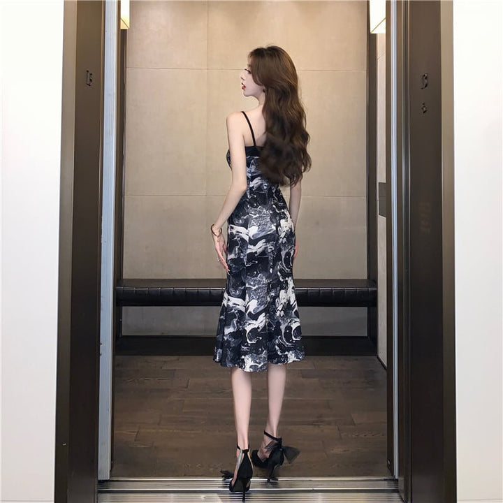 【dress】おしゃれ大人気プリントマーメイドキャミワンピース　M16781
