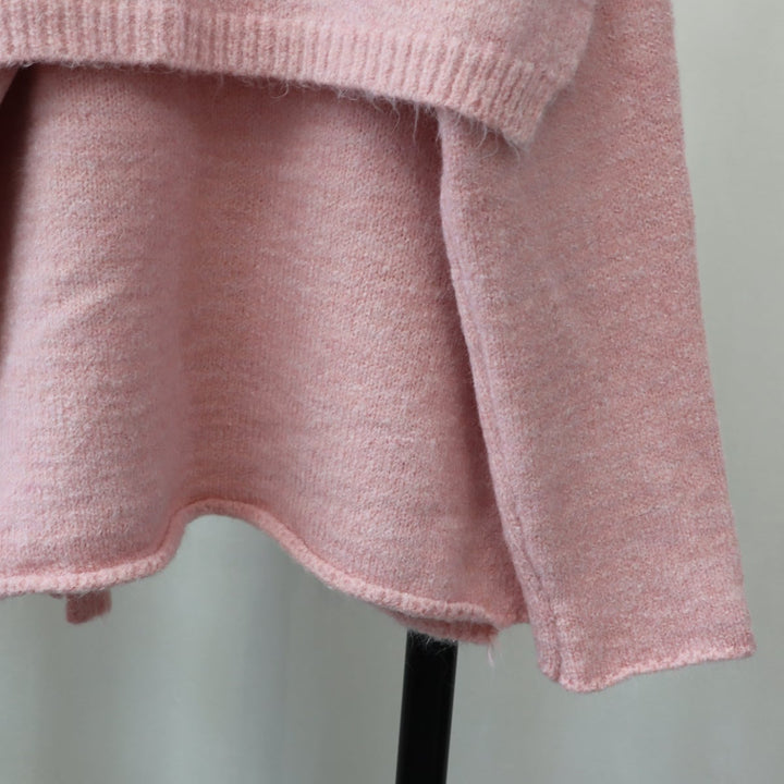 【tops】クルーネックニットセーターマフラー付き　M18174
