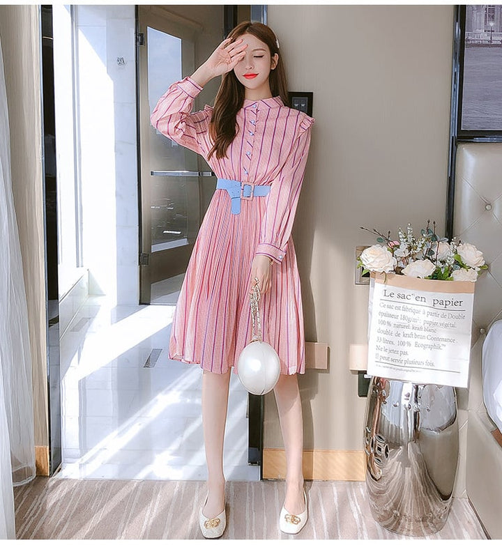 【dress】おしゃれスウィートデートワンピースベルト付き　M17200