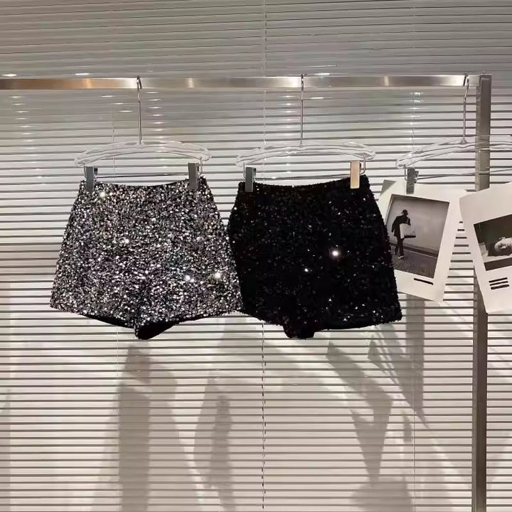 【bottoms】スパンコール付きショートパンツ Q7748