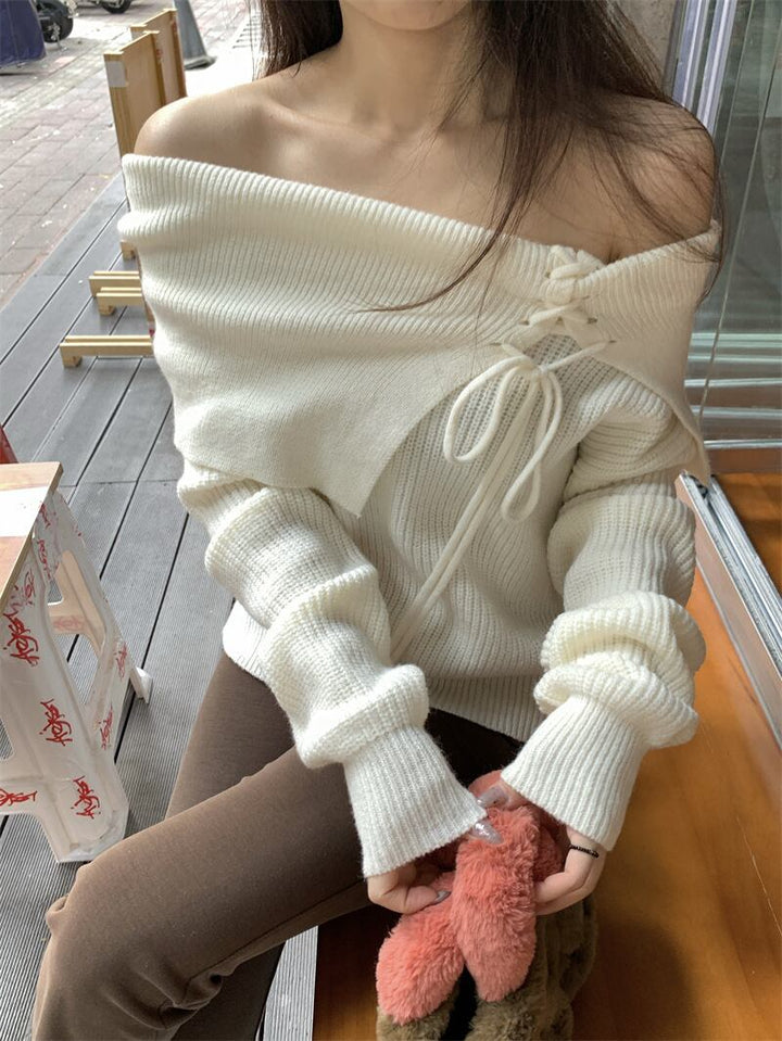 【tops】オフショルダーニットセーター　M28965