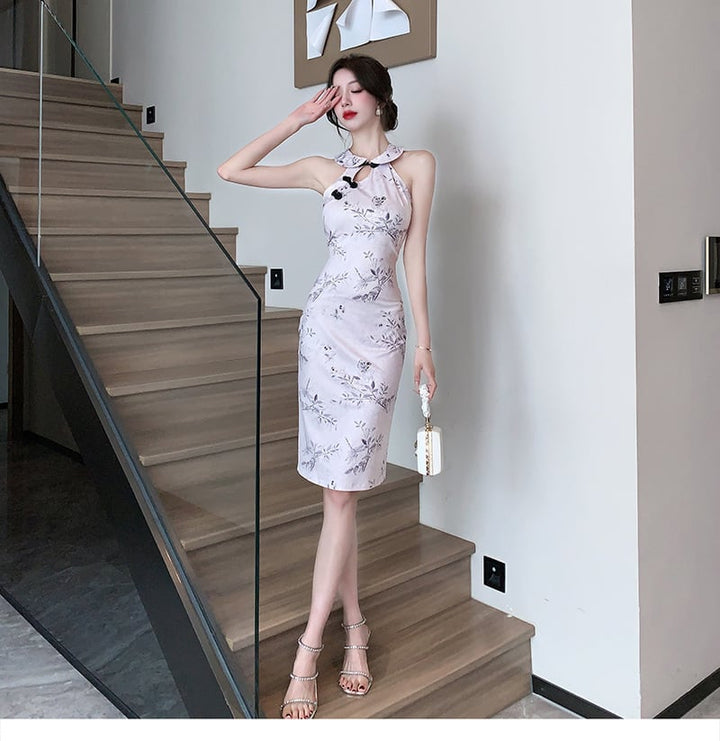 【dress】おしゃれ大人気ノースリーブプリントワンピース　M17177