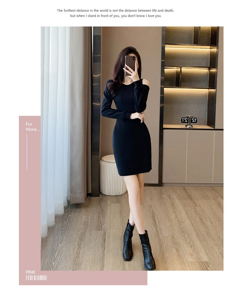 【dress】オフショルダーニットワンピース　M18266