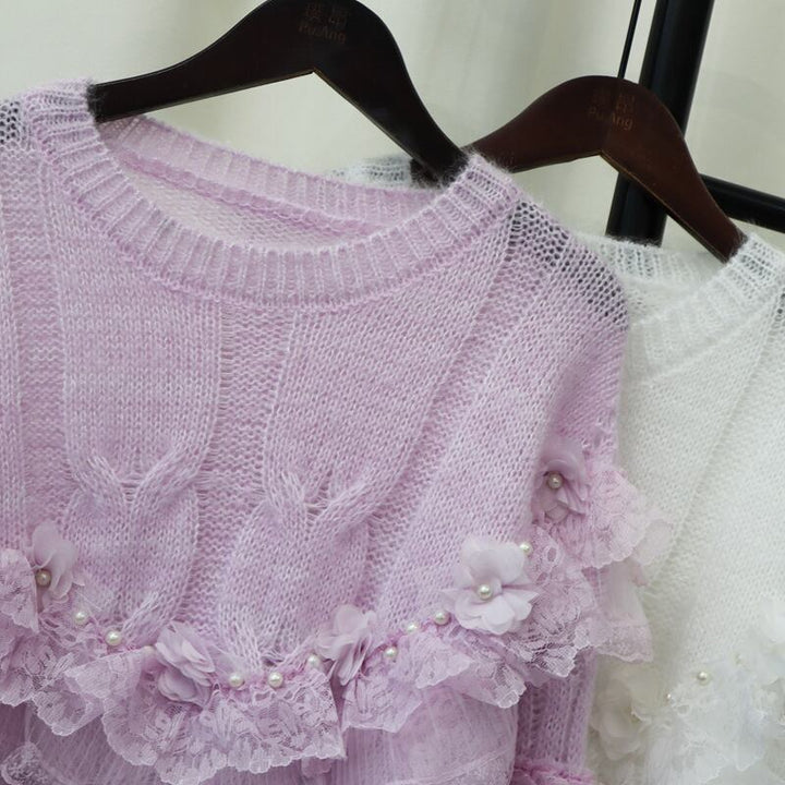 【tops】チュールコンビニットセーター　M29324