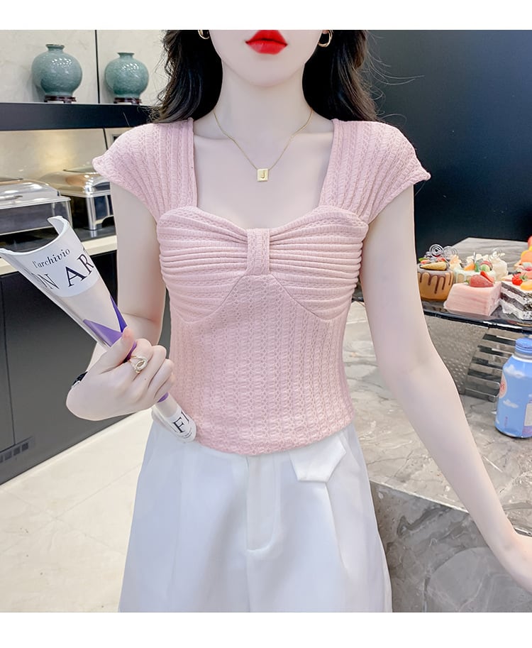 【tops】女子力アップエレガントTシャツ着心地良い　M17340