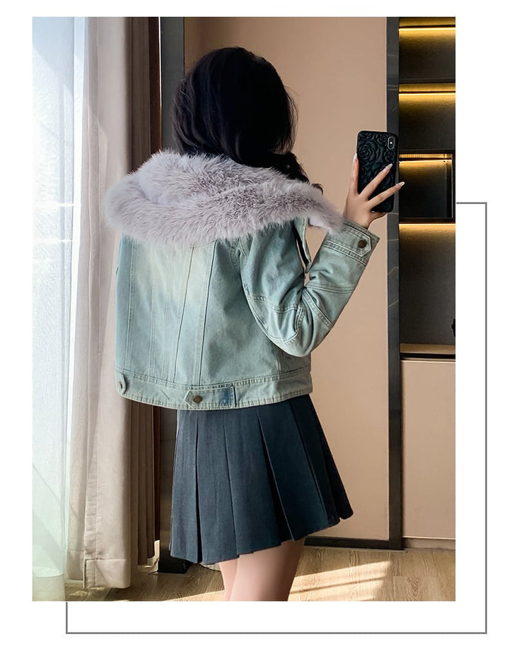 【outer】裹起毛ファーデニムジャケット　M27803