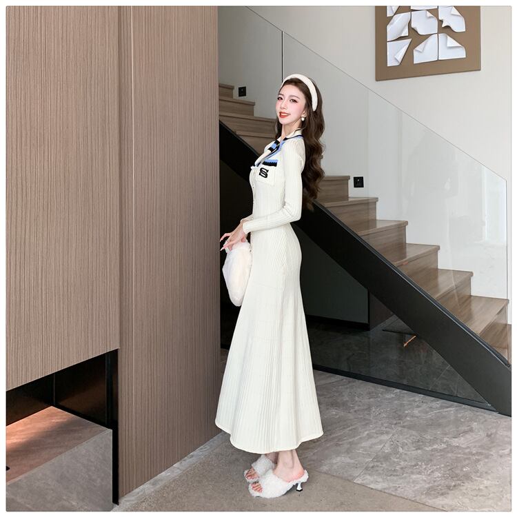 【dress】ボタンデザインニットワンピース　M18535
