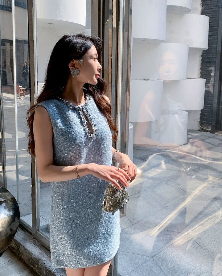 【dress】スパンコール付きツイードワンピース　N2554